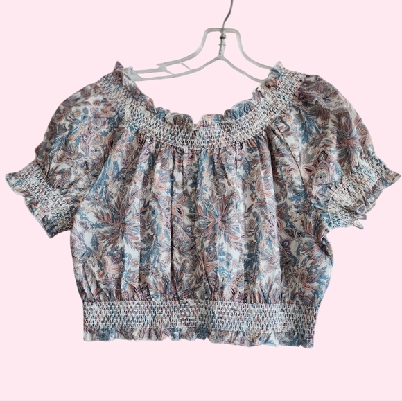 J. Crew Paisley Pastel crop top size Medium - Picture 1 of 6